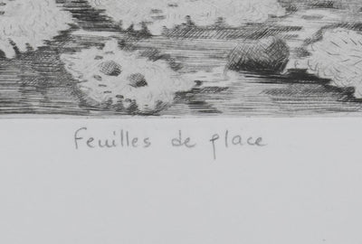 Camille COMBE : Feuilles de glace, Gravure originale signée