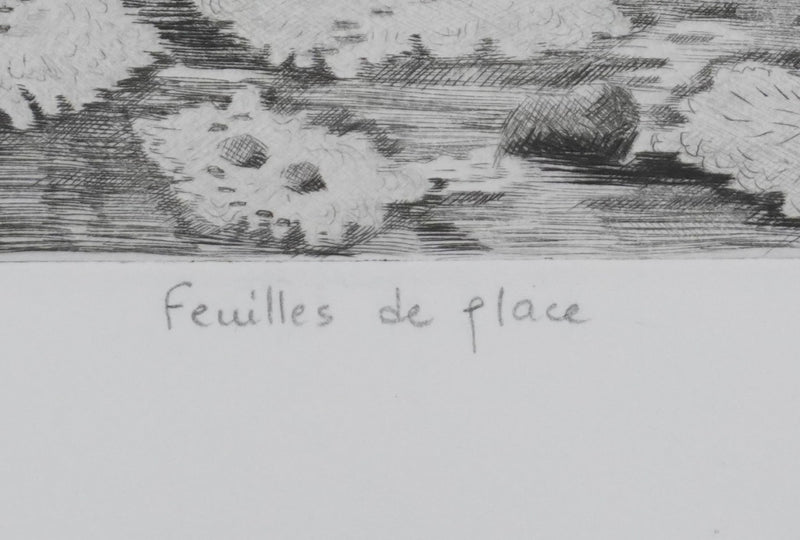 Camille COMBE : Feuilles de glace, Gravure originale signée