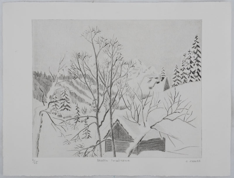 Camille COMBE : Matin lumineux, Gravure originale signée