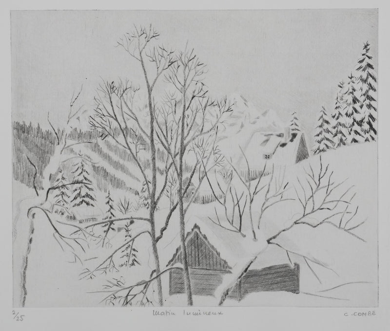 Camille COMBE : Matin lumineux, Gravure originale signée