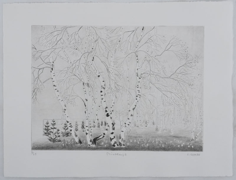 Camille COMBE : Printemps, Gravure originale signée