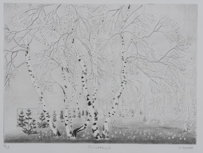Camille COMBE : Printemps, Gravure originale signée