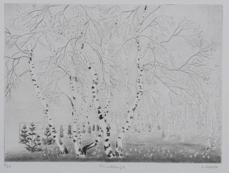 Camille COMBE : Printemps, Gravure originale signée