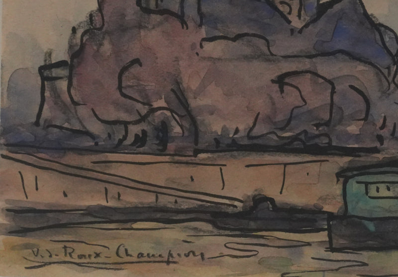 Joseph-Victor ROUX-CHAMPION : Paris, Vue depuis la Seine sur l&