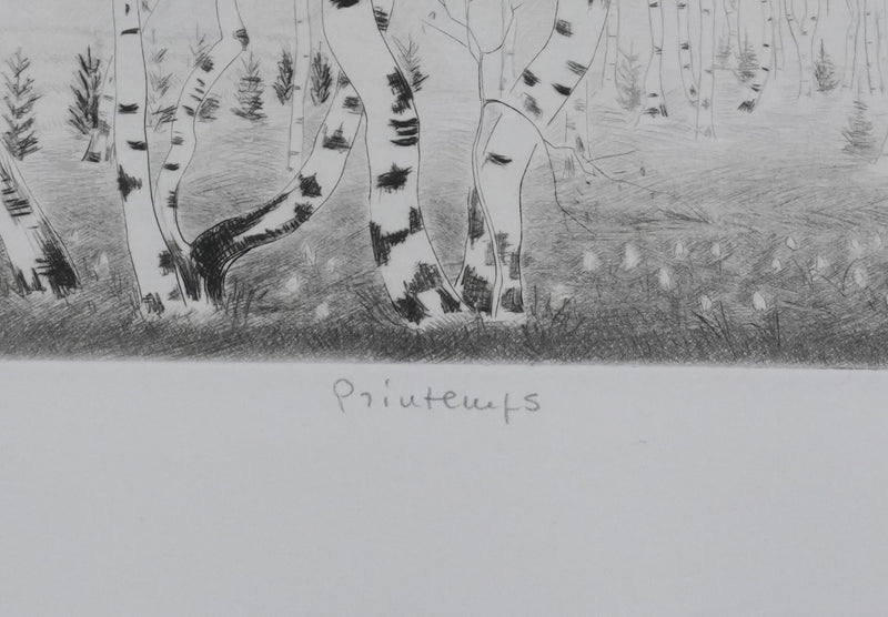 Camille COMBE : Printemps, Gravure originale signée