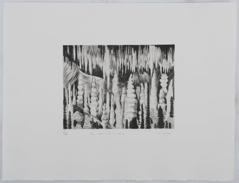 Camille COMBE : Au coeur de la terre, Gravure originale signée