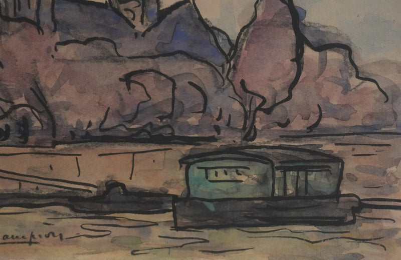 Joseph-Victor ROUX-CHAMPION : Paris, Vue depuis la Seine sur l&