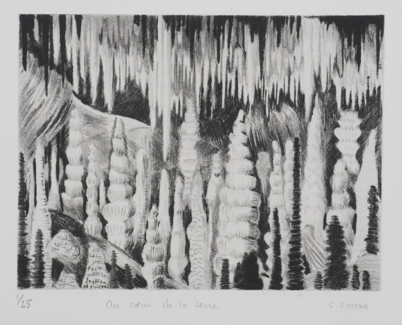 Camille COMBE : Au coeur de la terre, Gravure originale signée