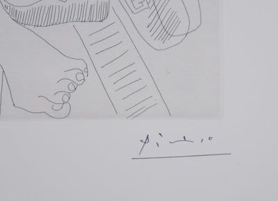 Pablo PICASSO : Les 156, Plaisanterie sur une série de peintures célèbres de Titien…, Gravure originale signée