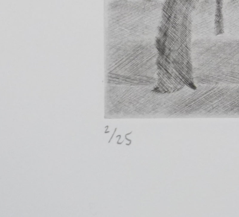 Camille COMBE : Promenade au bord de la mer, Gravure originale signée