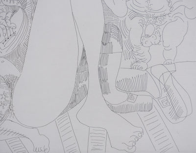 Pablo PICASSO : Les 156, Plaisanterie sur une série de peintures célèbres de Titien…, Gravure originale signée