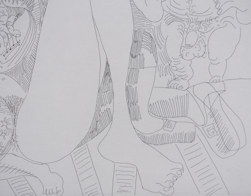 Pablo PICASSO : Les 156, Plaisanterie sur une série de peintures célèbres de Titien…, Gravure originale signée