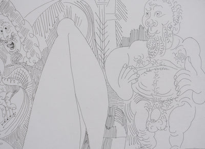 Pablo PICASSO : Les 156, Plaisanterie sur une série de peintures célèbres de Titien…, Gravure originale signée
