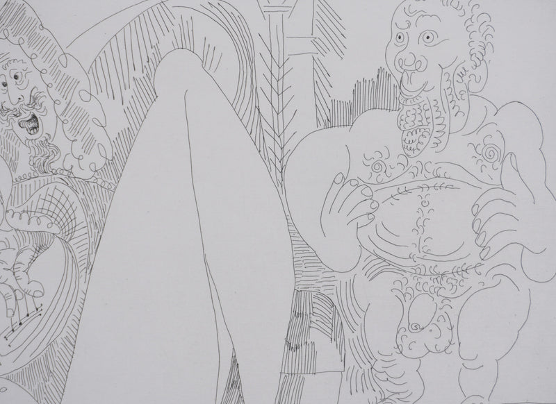 Pablo PICASSO : Les 156, Plaisanterie sur une série de peintures célèbres de Titien…, Gravure originale signée