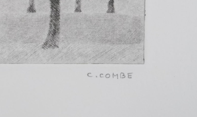 Camille COMBE : Promenade au bord de la mer, Gravure originale signée