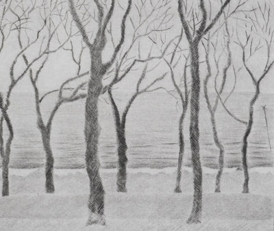 Camille COMBE : Promenade au bord de la mer, Gravure originale signée