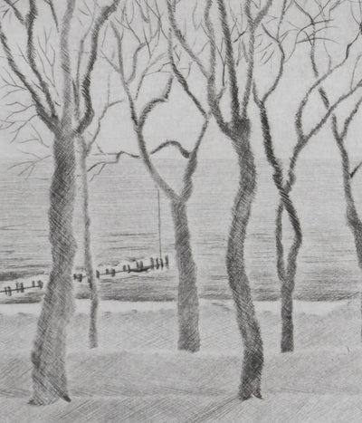 Camille COMBE : Promenade au bord de la mer, Gravure originale signée