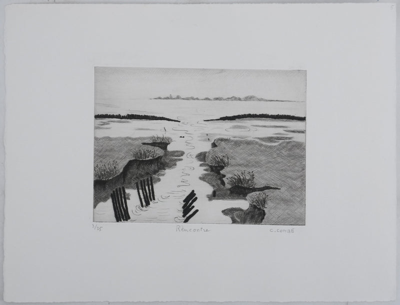 Camille COMBE : Rencontre, Gravure originale signée