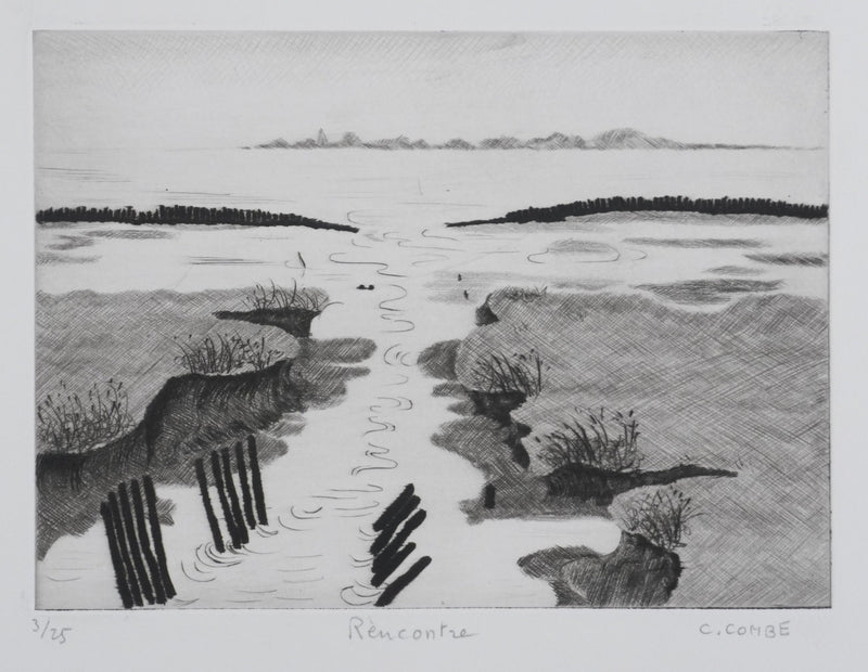 Camille COMBE : Rencontre, Gravure originale signée