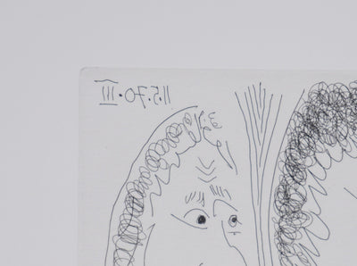 Pablo PICASSO : Les 156, Mousquetaire, abbé en prière…, Gravure originale signée