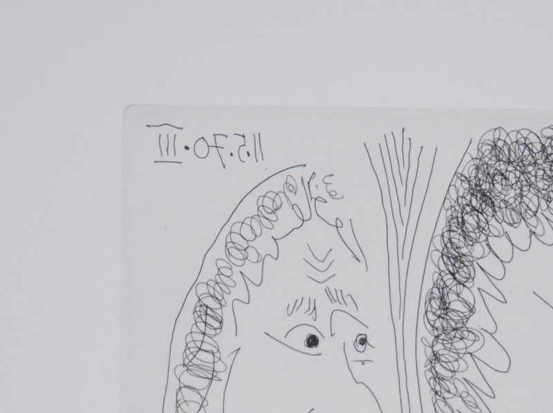 Pablo PICASSO : Les 156, Mousquetaire, abbé en prière…, Gravure originale signée