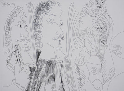 Pablo PICASSO : Les 156, Mousquetaire, abbé en prière…, Gravure originale signée