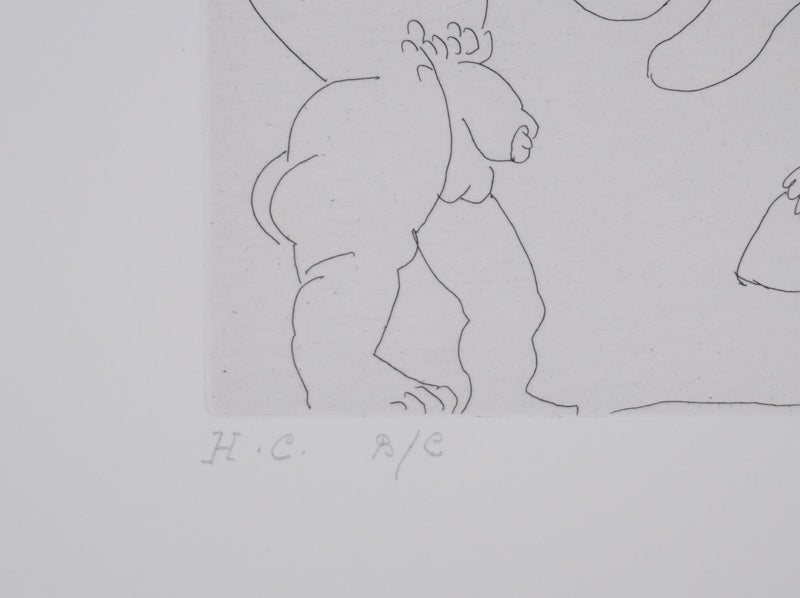 Pablo PICASSO : Les 156, Dompteur, écuyère-jument ailée, et acrobate à la boule, Gravure originale signée