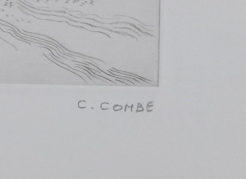 Camille COMBE : Eaux dormantes dans les sables, Gravure originale signée