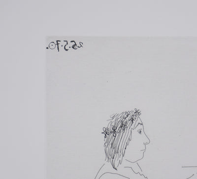 Pablo PICASSO : Les 156, Le Peintre et la femme, Gravure originale signée