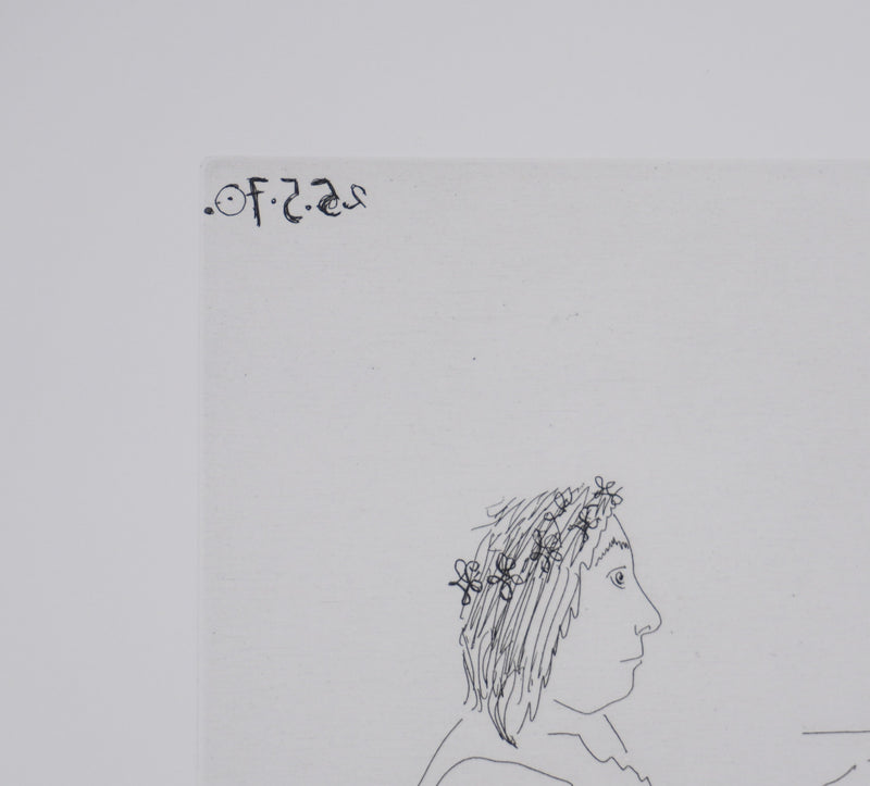 Pablo PICASSO : Les 156, Le Peintre et la femme, Gravure originale signée
