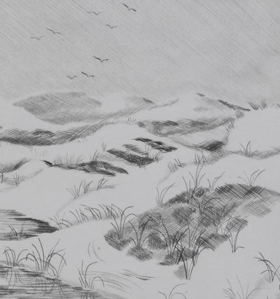 Camille COMBE : Eaux dormantes dans les sables, Gravure originale signée