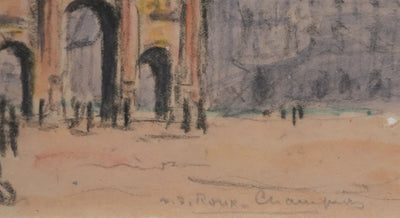 Joseph-Victor ROUX-CHAMPION : Paris, Le Carrousel du Louvre, Aquarelle originale signée