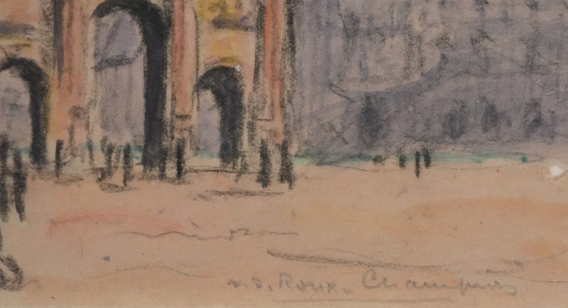Joseph-Victor ROUX-CHAMPION : Paris, Le Carrousel du Louvre, Aquarelle originale signée