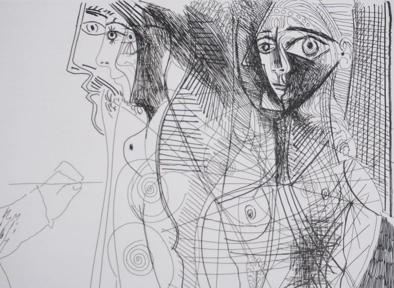 Pablo PICASSO : Les 156, Le Peintre et la femme, Gravure originale signée