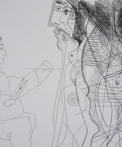Pablo PICASSO : Les 156, Le Peintre et la femme, Gravure originale signée