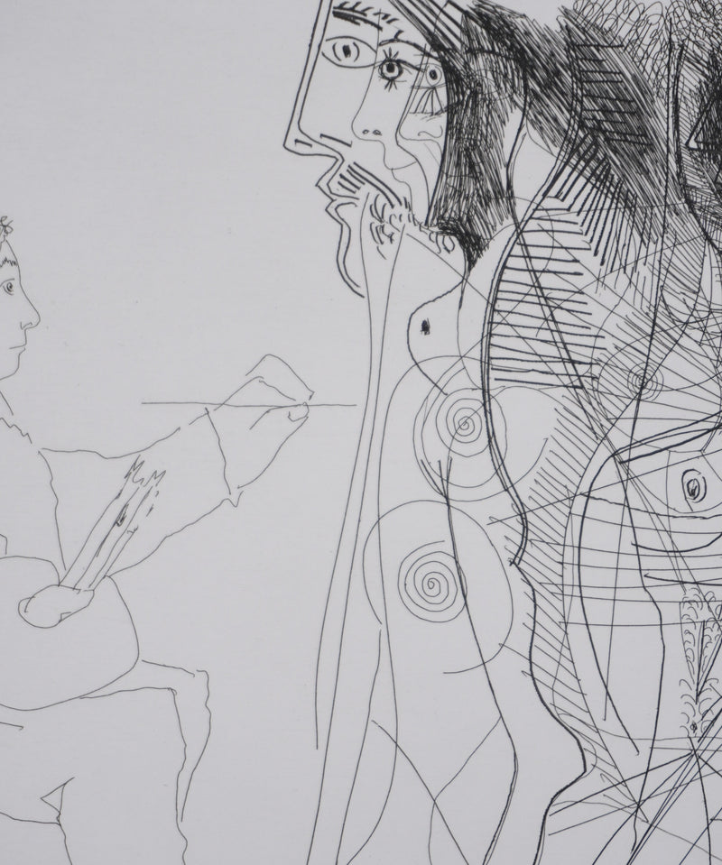 Pablo PICASSO : Les 156, Le Peintre et la femme, Gravure originale signée