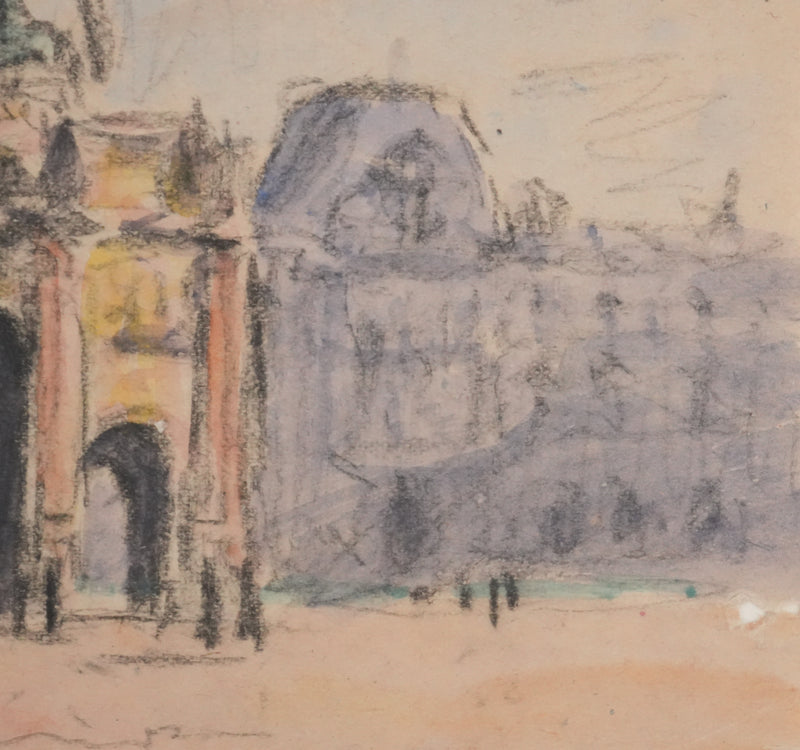Joseph-Victor ROUX-CHAMPION : Paris, Le Carrousel du Louvre, Aquarelle originale signée
