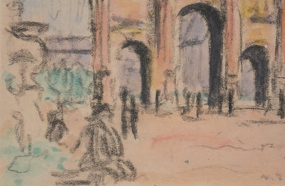 Joseph-Victor ROUX-CHAMPION : Paris, Le Carrousel du Louvre, Aquarelle originale signée