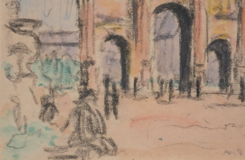 Joseph-Victor ROUX-CHAMPION : Paris, Le Carrousel du Louvre, Aquarelle originale signée