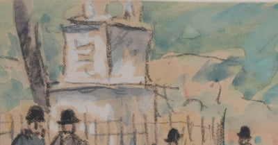 Joseph-Victor ROUX-CHAMPION : Paris, Retrouvaille à La Place des Vosges, Aquarelle originale signée