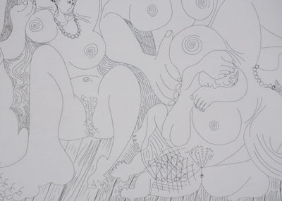 Pablo PICASSO : Les 156, Autour du « Bain turc » avec un petit intrus, Gravure originale signée