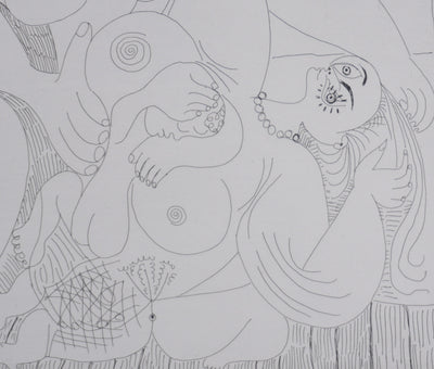 Pablo PICASSO : Les 156, Autour du « Bain turc » avec un petit intrus, Gravure originale signée