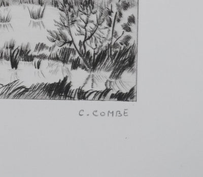 Camille COMBE : Et le vent s'est arrêté, Gravure originale signée