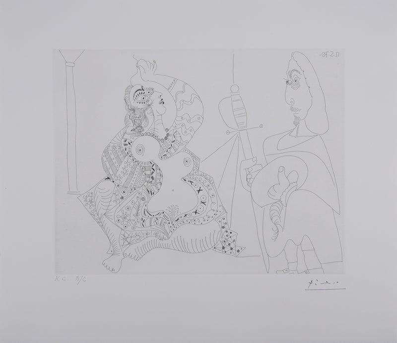Pablo PICASSO : Les 156, Mousquetaire et odalisque-méduse, Gravure originale signée