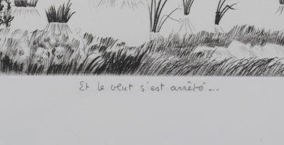 Camille COMBE : Et le vent s'est arrêté, Gravure originale signée