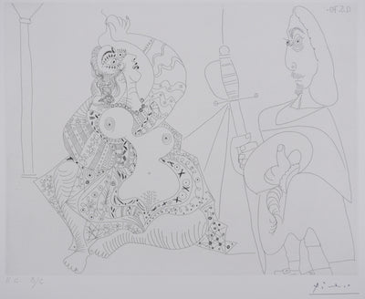 Pablo PICASSO : Les 156, Mousquetaire et odalisque-méduse, Gravure originale signée