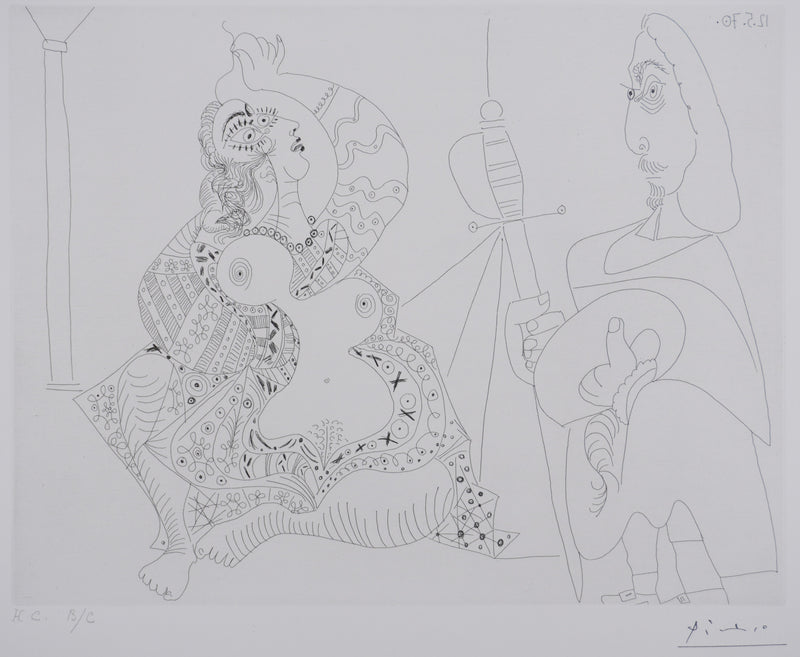Pablo PICASSO : Les 156, Mousquetaire et odalisque-méduse, Gravure originale signée