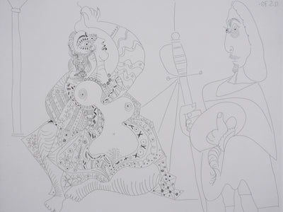 Pablo PICASSO : Les 156, Mousquetaire et odalisque-méduse, Gravure originale signée