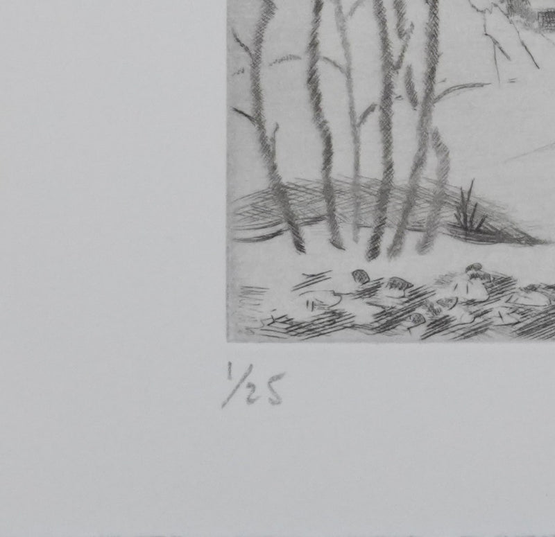 Camille COMBE : Le chemin du ruisseau, Gravure originale signée