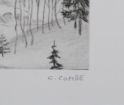Camille COMBE : Le chemin du ruisseau, Gravure originale signée